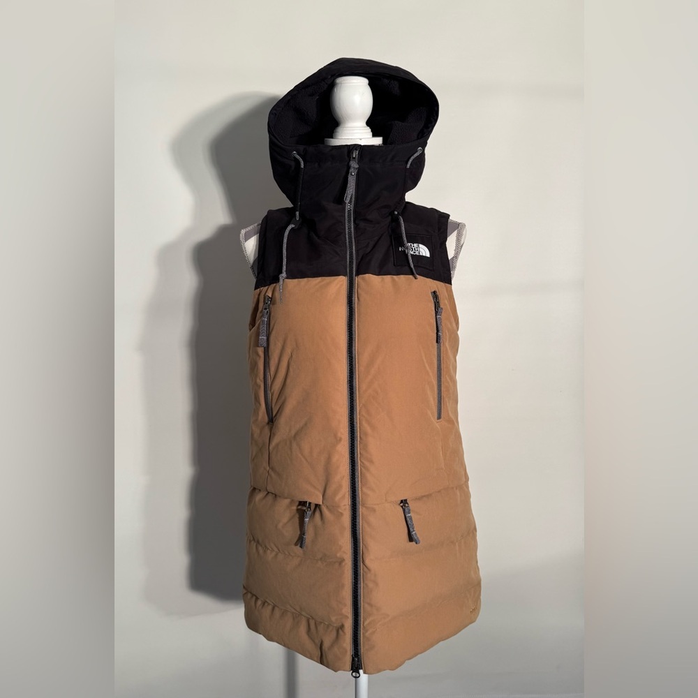 THE NORTH FACE WOMENS PALLIE WATERPROOF 550 DOWN VEST-BRIGHT KHAKI/BLACK- XS